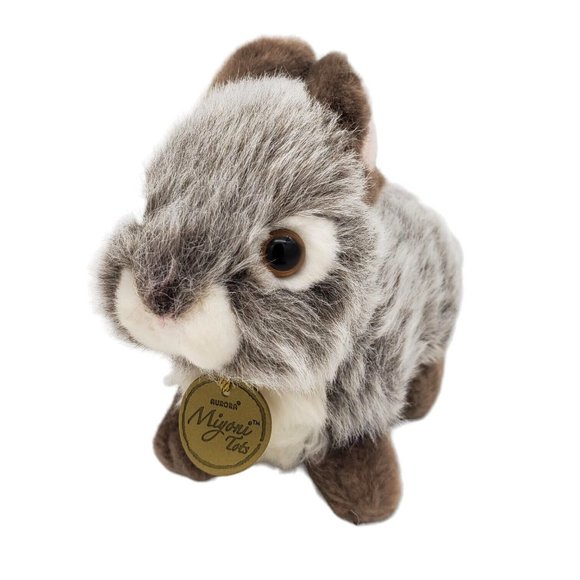 Miyoni Tots by Aurora Bunny Rabbit Plush 8” Gray Stuffed Animal Netherland Dwarf - Picture 2 of 6